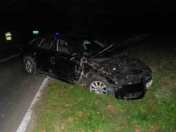 Audi uderzyło w drzewo. Cztery osoby w starszym wieku w szpitalu